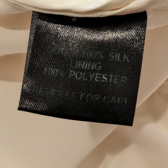 CATHERINE MALANDRINO White 100% Silk Grommet V Neck Cocktail Dress Size 4 - Picture 11 of 16